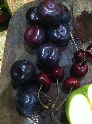 Plumbs and cherries for red sangria: There's your 5 a day right there!